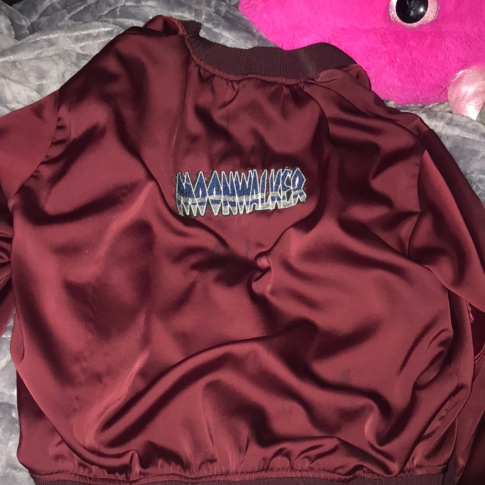 Red long sleeve bomber jacket